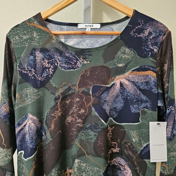 NWT SYMPLI Go to Classic T-Shirt Relax 3/4 Sleeve Abstract Floral Sz 10 - Picture 7 of 16
